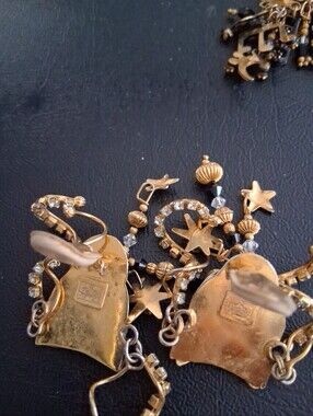 Gold Star Drop Clip-On Earrings with Crystal Accents